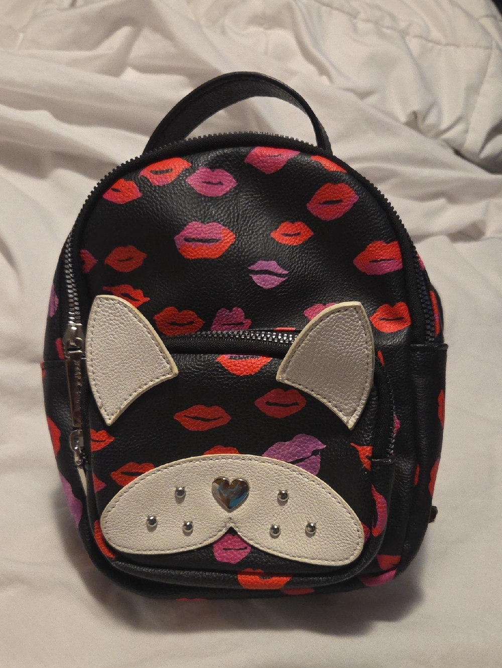 Betsy Johnson Mini Dog Backpack With Lips.